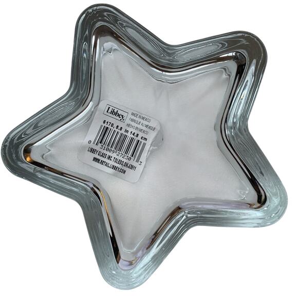 Libbey 6" Star-Shaped Clear Heavy Glass Dish Snack Trinket Bowl Decor NEW - Picture 3 of 8